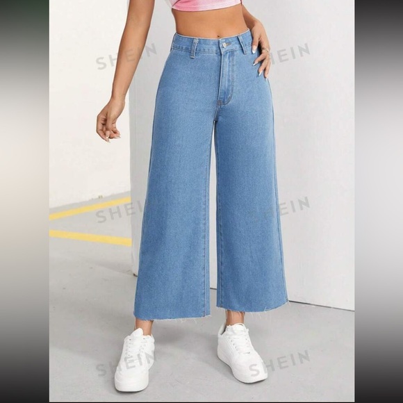 SHEIN PETITE Women's WideLeg Denim PantsLight Wash / Petite M(6) - Picture 1 of 2